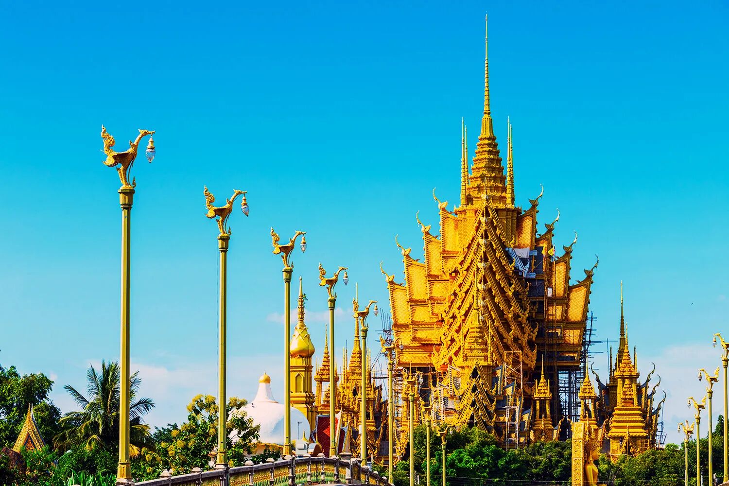 Phitsanulok Golden Stupas at the Temple, Thailand